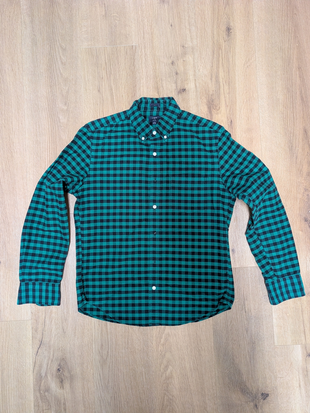J.Crew Men's Slim Fit Green/Black Gingham Button-Down Shirt M Slim
